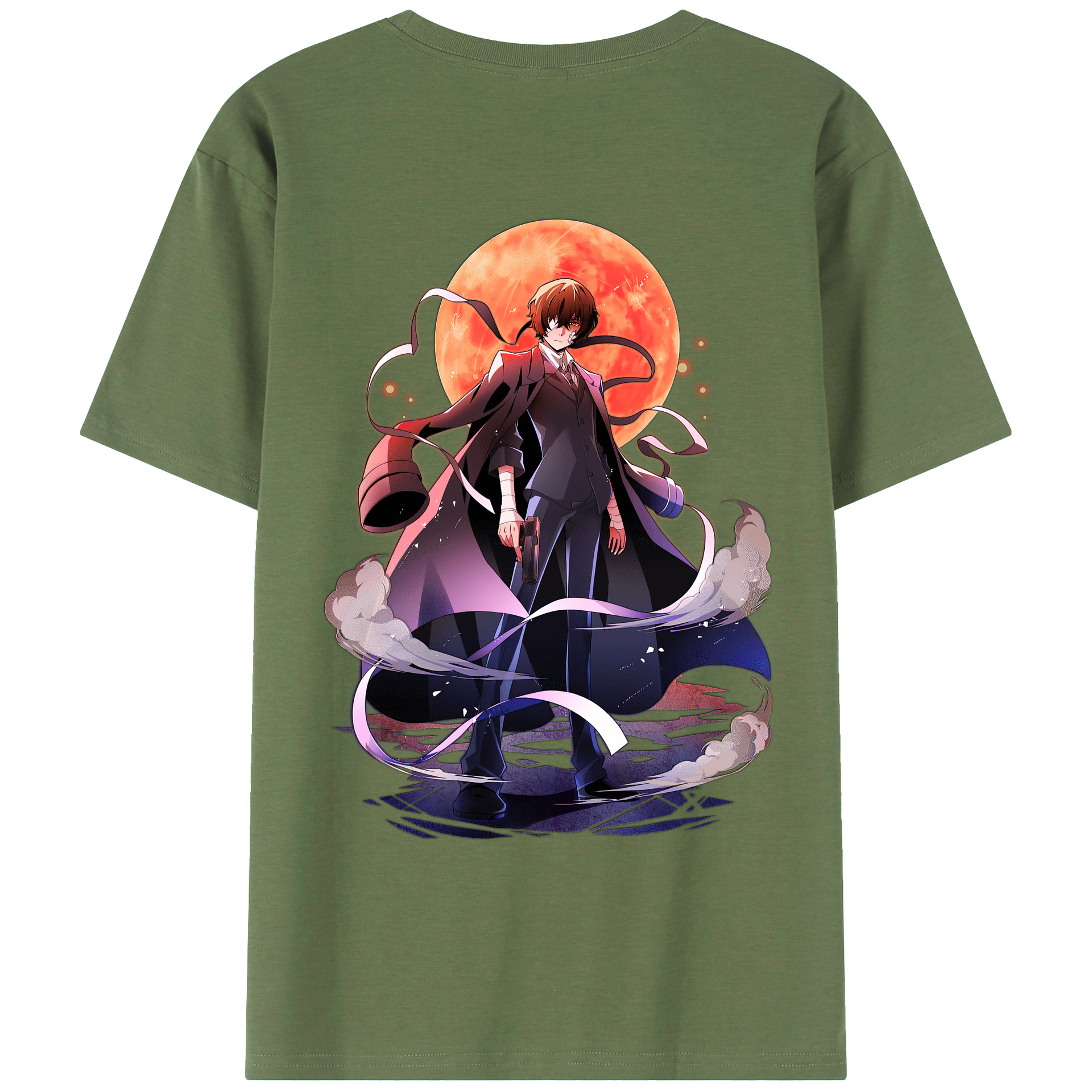 （画像用） 文豪ストレイドッグス Bungo Stray Dogs 綿100％ メンズ半袖Tシャツ（バックプリント） 通気性
